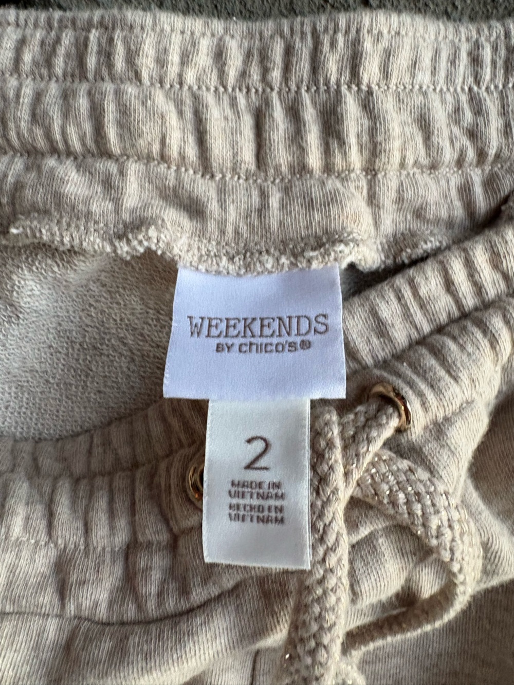 Chico's Cream Drawstring Capris - Picture 2 of 2